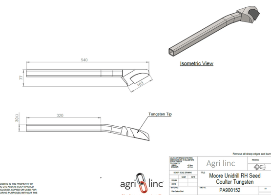 Pièces - Pièces MOORE - Soc semoir Moore Unidrill 30 mm, droit