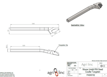 Pièces - Pièces MOORE - Soc semoir Moore Unidrill 30 mm, droit
